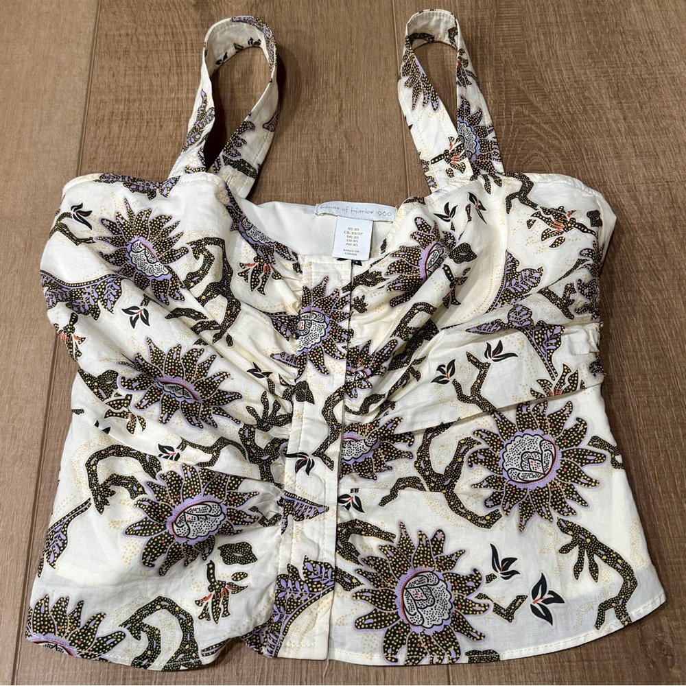House of Harlow 1960 Cotton 2 Piece Skirt &Top Set XS/TP Floral Cotton Boho - Picture 5 of 16